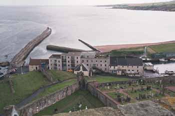 View over the graveyard and shore from St. Rules Tower