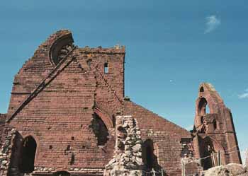 The impressive walls of the abbey, with ornate gothic windows