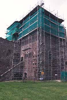 Scaffolding the repairs, the first in 600 years