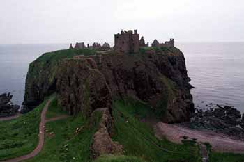 Dunnottar Castle on the rock cliffs