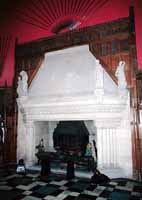The fireplace in the great hall