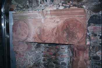 A carved fireplace